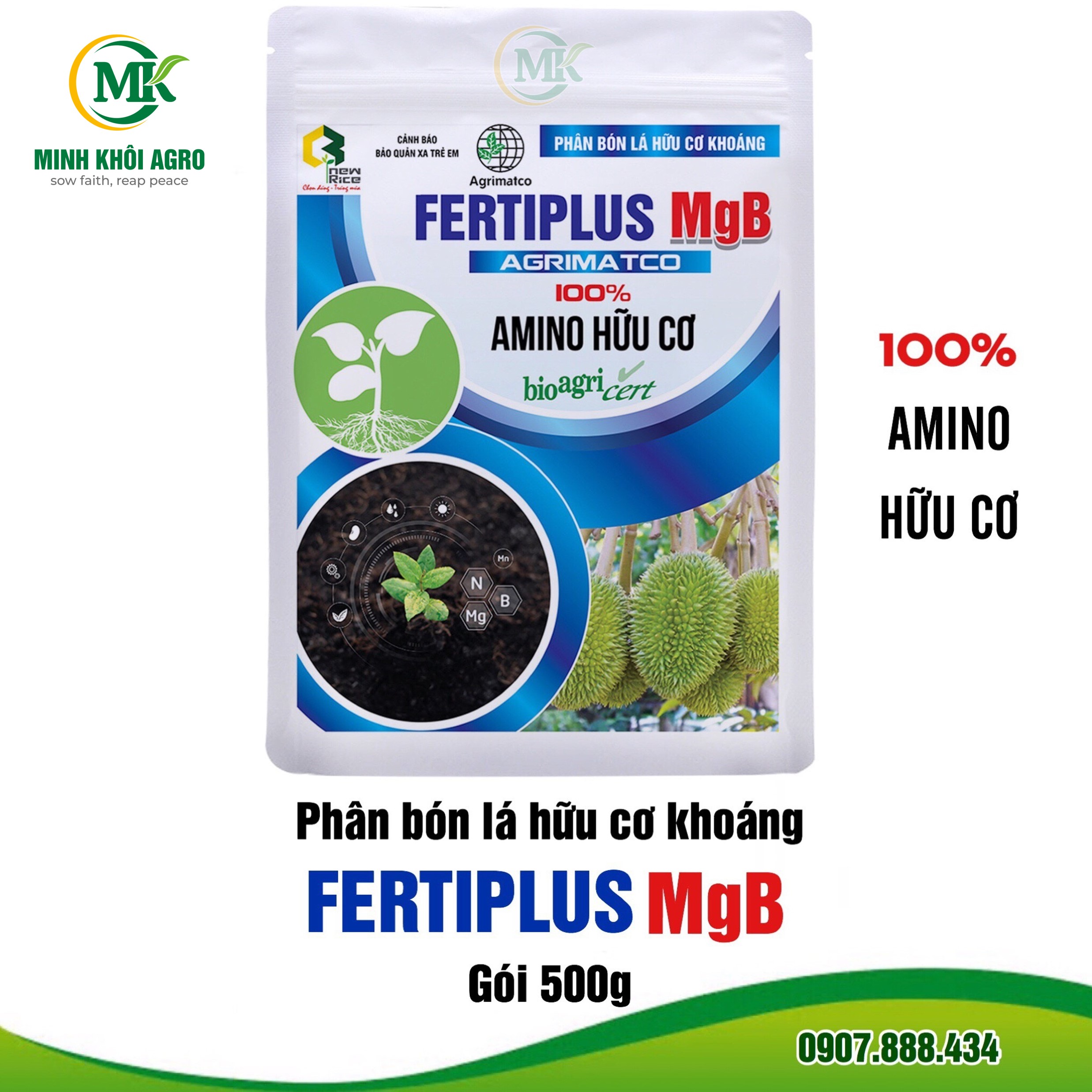 Phân bón lá hữu cơ khoáng FertiPlus MgB - Gói 500g